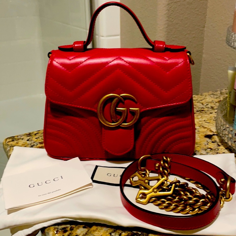 Red gucci Matelasse Top handle bag